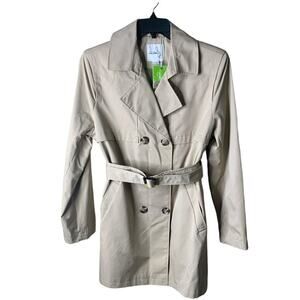 Sam Edelman Button Up Trench Coat Women's Size XL Long Sleeves Pockets Belted